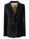 Forte Forte Tailored Jacket With Double-button Front And Textured Fabric In Black