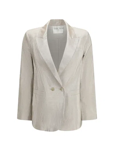 Forte Forte Double-breasted Cloth Jacket In Neutral