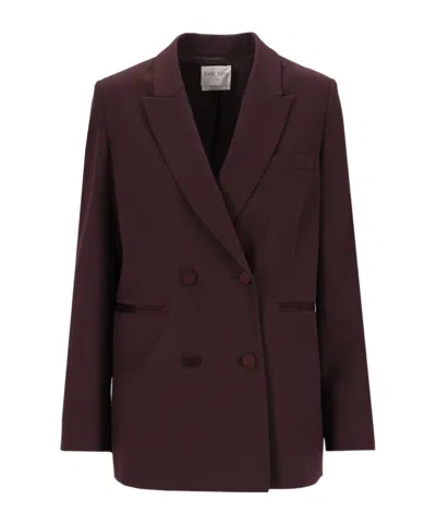 Forte Forte Double-breasted Smoking Blazer In Burgundy