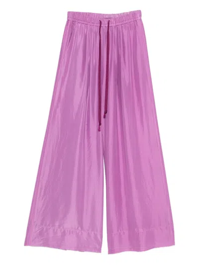 Forte Forte Silk Drawstring Trousers In Purple