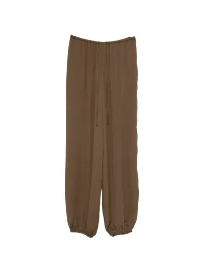 Forte Forte Drawstring-waist Elasticated-hem Trousers In Brown