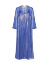 Forte Forte Chiffon Lurex Long Dress In Blue