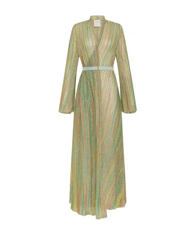 Forte Forte Dress In Lurexshot Jersey With Crossover Front In Green