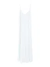 Forte Forte Cotton Denim Midi Dress With Frayed Edge In Light Blue