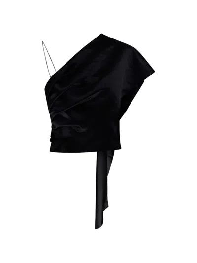 Forte Forte Duchesse One-shoulder Draped Top In Black