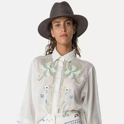 Forte Forte Eden Embroidery Voile Half Sleeve Shirt In White