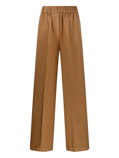 Forte Forte Elastic-waist Pleated Trousers In Brown
