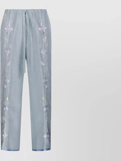 FORTE FORTE ELASTIC WAISTBAND EMBROIDERED DRAWSTRING PANT