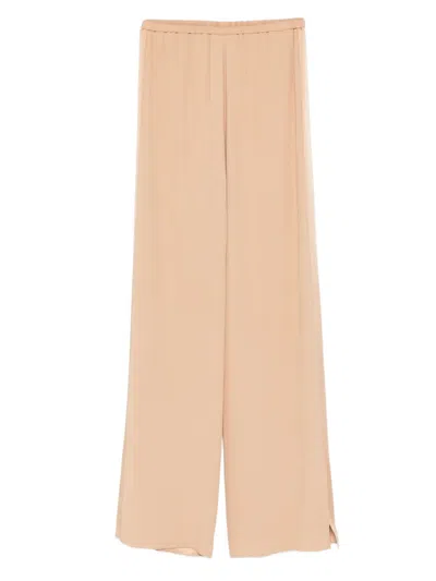 Forte Forte Wide Leg Trousers Elasticated Waistband Slits In Neutral