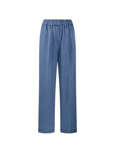 Forte Forte Elasticated Denim Trousers In Blue