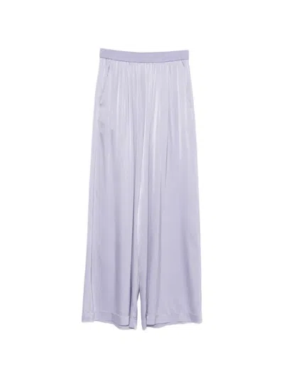 Forte Forte Silk Satin Wide Leg Trousers Pockets In Purple