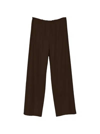 Forte Forte Elasticated-waist Straight Trousers In Brown