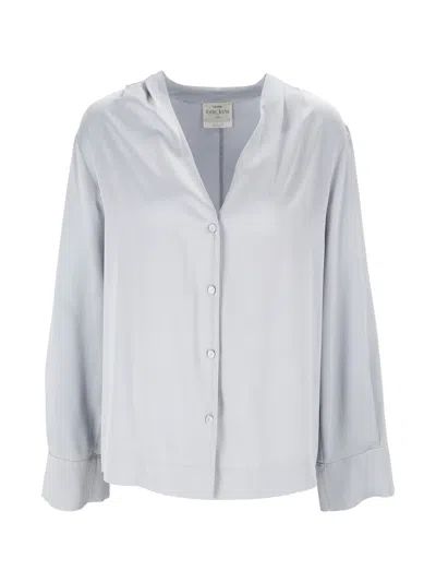 Forte Forte Elegant Silk-satin Shirt In Blue