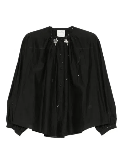 Forte Forte Embellished Button-up Blouse In Black