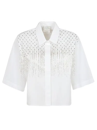Forte Forte Beaded Cropped Shirt In White