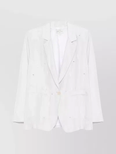 Forte Forte Embellished Double-breasted Silk Jacket With Button Detailing In Light Grey