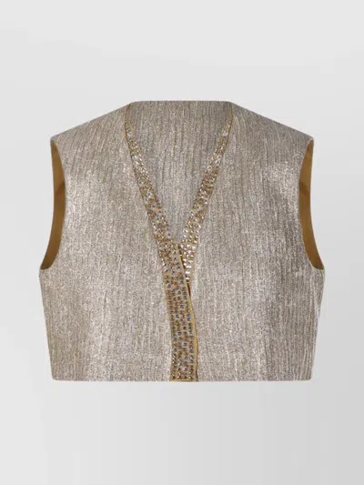 Forte Forte Embellished Metallic Sleeveless Jacket In Gold