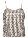 Forte Forte Sequined Tulle Tank Top In Silver