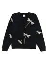 Forte Forte Embroidered Black Sweatshirt With Textured Floral Motifs In Black