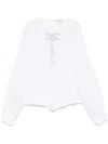 Forte Forte Embellished Neckline Blouse Ruched Detailing In White