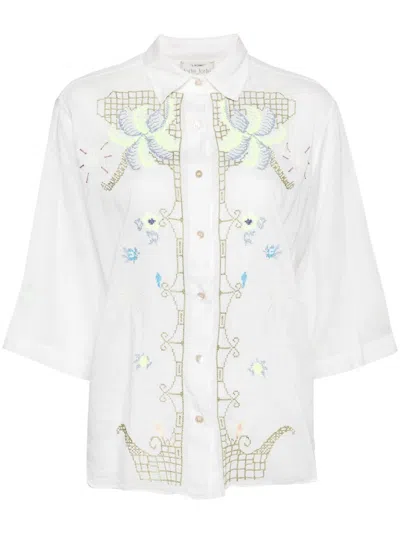 Forte Forte Embroidered Cotton-blend Shirt In White