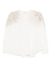 Forte Forte Cotton Blend Shirt With Embroidered Lace Detailing In White