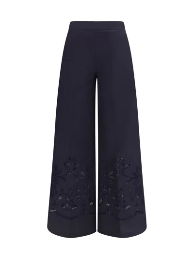 Forte Forte Embroidered Cotton Pants In Purple