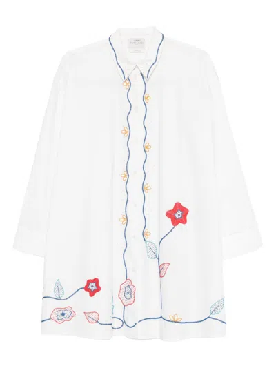 Forte Forte White Cotton Long-sleeved Shirt With Embroidery