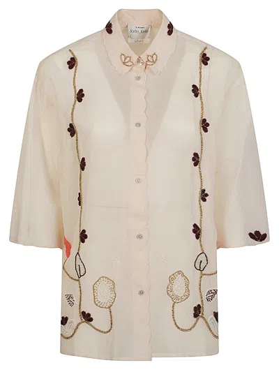 Forte Forte Embroidered Cotton Shirt In Neutral