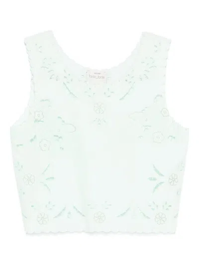 Forte Forte Embroidered Cotton Top In Blue