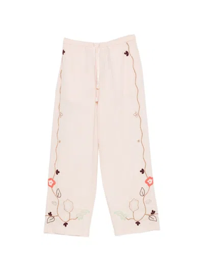 Forte Forte Cotton Trousers With Embroidery In Pink
