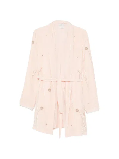 Forte Forte Embroidered Crushed-velvet Coat In Neutral