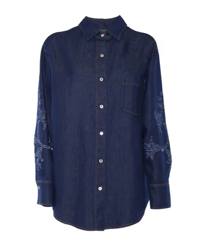 FORTE FORTE EMBROIDERED DENIM SHIRT