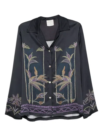 Forte Forte Embroidered Floral Shirt In Black