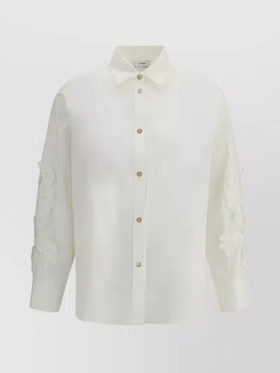Forte Forte Embroidered Flowers Sleeve Detail Shirt In Bianco