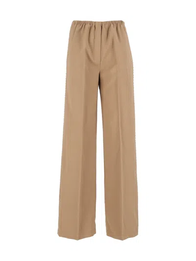 Forte Forte Embroidered Grain De Poudre Elastic Pants In Brown