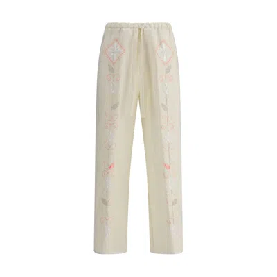 FORTE FORTE EMBROIDERED LINEN PANTS