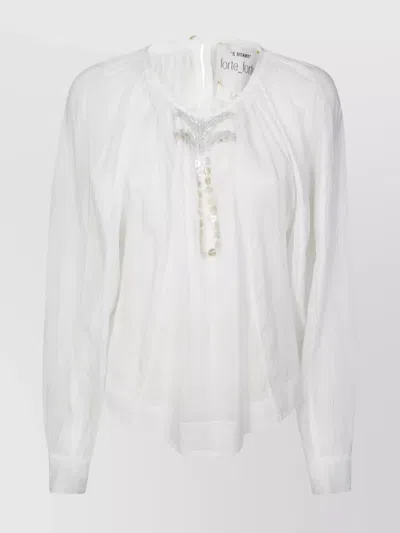 Forte Forte Embroidered Pearl Detail Bohemian Shirt In White