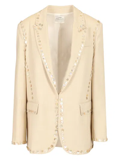 FORTE FORTE EMBROIDERED SAND BLAZER
