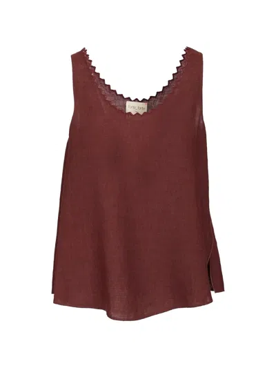 Forte Forte Embroidered Scalloped-edge Blousse In Burgundy