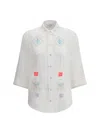Forte Forte Halfsleeve Voile Shirt With Oniric Blossom Embroidery Pattern