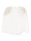 Forte Forte Cotton Blend Shirt With Embroidered Lace Detailing In White