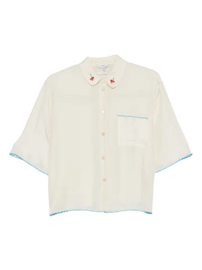 Forte Forte Embroidered Silk Shirt In White