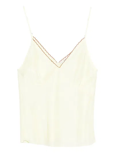 Forte Forte Embroidered Silk Top In White