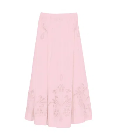 Forte Forte Embroidered Skirt In Pink