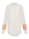 Forte Forte Embroidered-sleeve Button-up Shirt In Pink