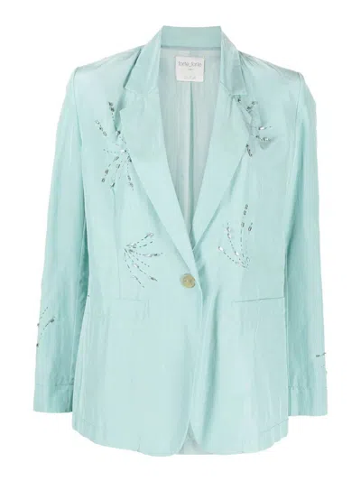 Forte Forte Rhinestone-embellished Lightweight Blazer In Clear Blue