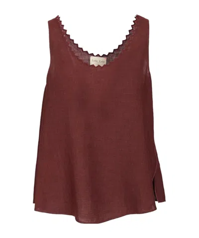 Forte Forte Embroidered Trim Sleeveless Top In Brown