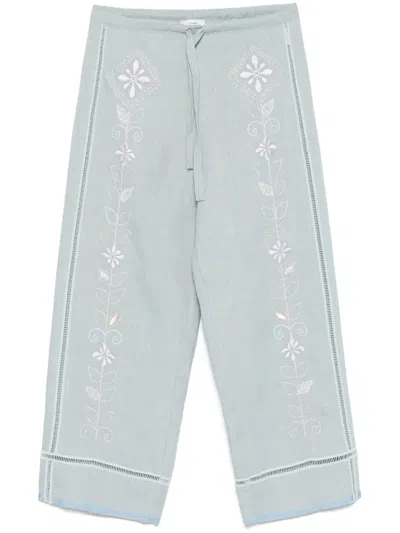 Forte Forte Embroidered Trousers In Blue