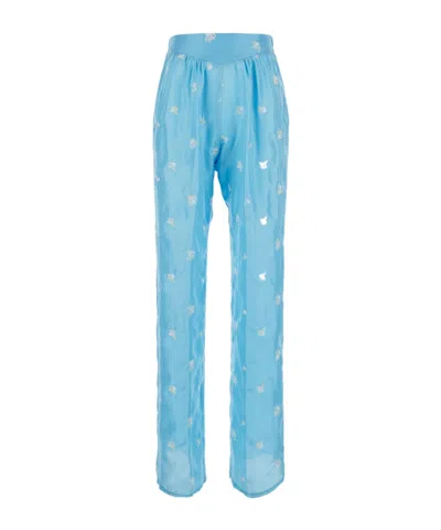 Forte Forte Embroidered Trousers In Blue